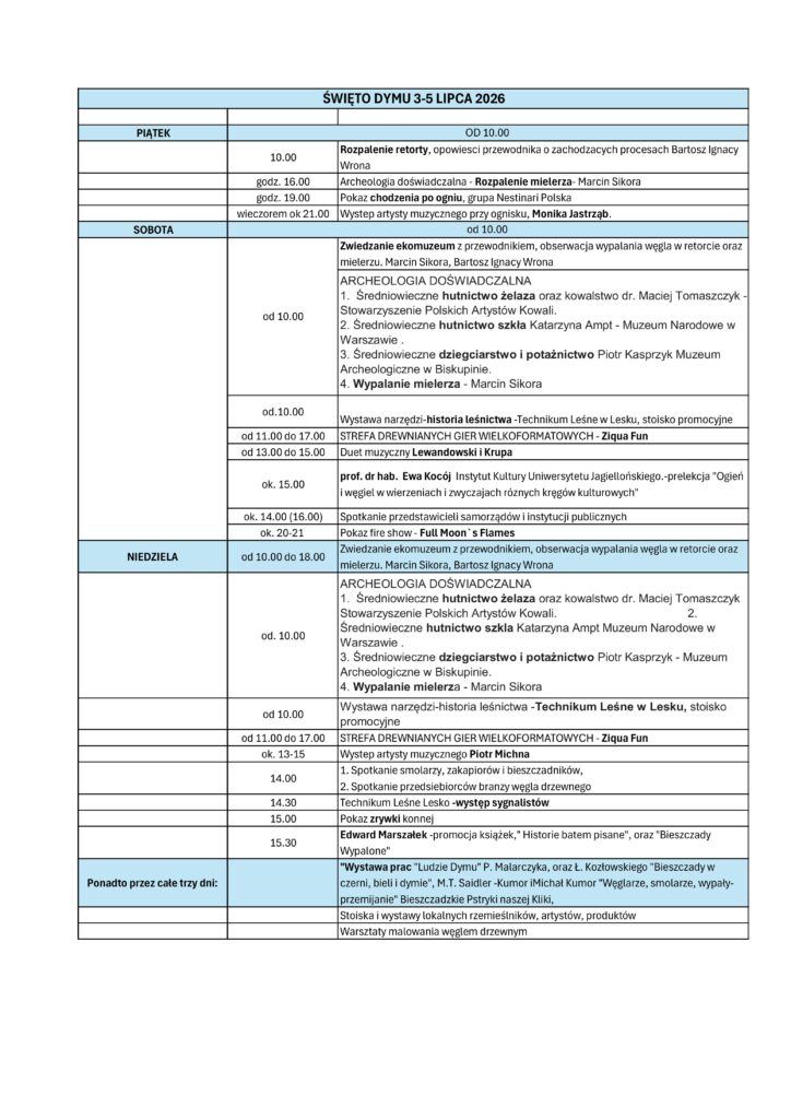 agenda Święto Dymu